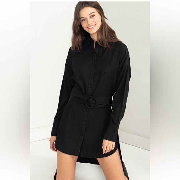 11 Fabulous Button Up Belted Shirt Dress - Picture 1 of 5